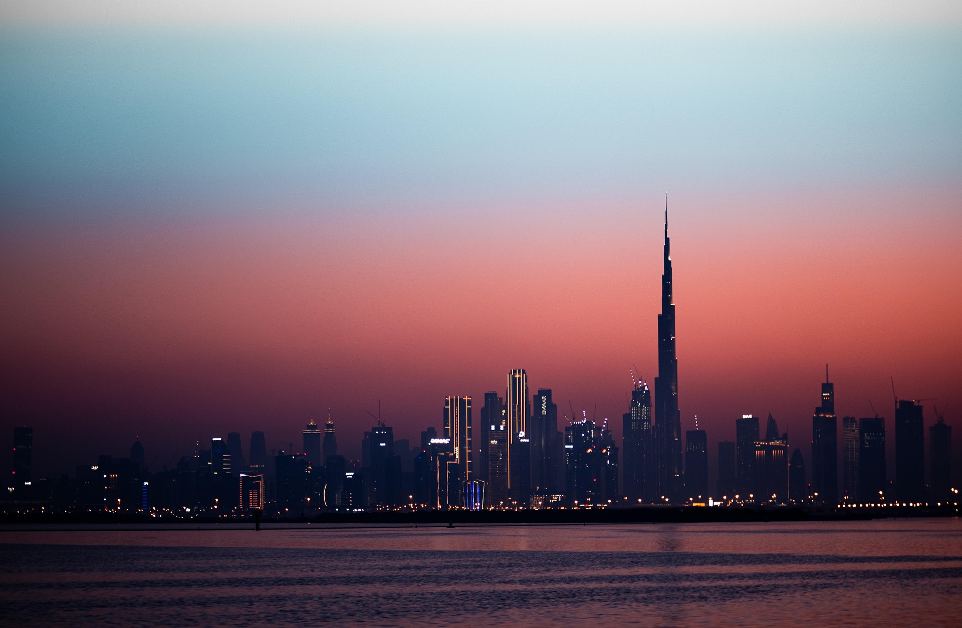 Dubai skyline at sunset